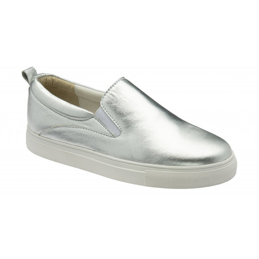 Metallic Silver Leather Linton Slip-On Women's Shoes | Ravel