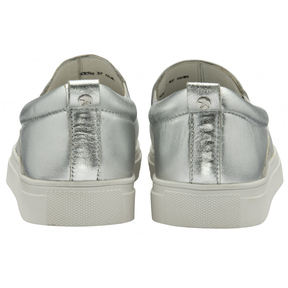 Metallic Silver Leather Linton Slip-On Women's Shoes | Ravel