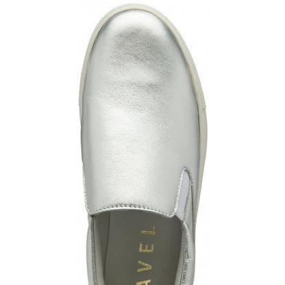 Metallic Silver Leather Linton Slip-On Women's Shoes | Ravel