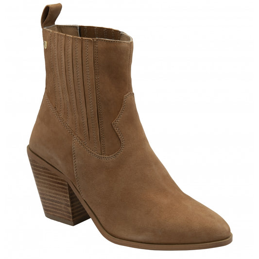 Tan Suede Ebert Heeled Ankle Boots | Ravel