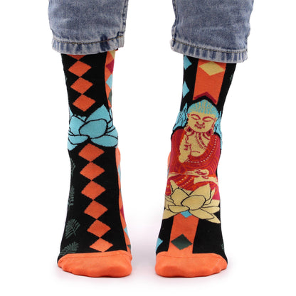 Blue Buddha & Lotus Patterned Bamboo Socks - Hop Hare